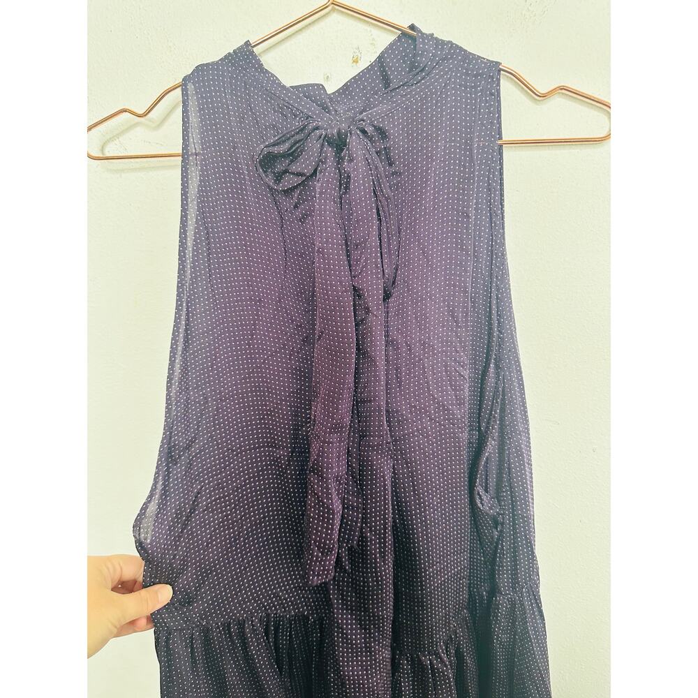 CLUB MONACO Black 100% Silk High Neckline Tie-Back Midi Dress size 4 - Picture 9 of 14